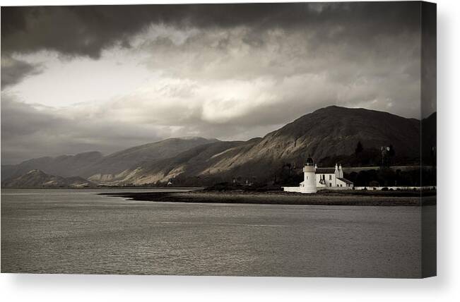 Argyll And Bute Canvas Print featuring the photograph Corran lighthouse #1 by Gary Eason
