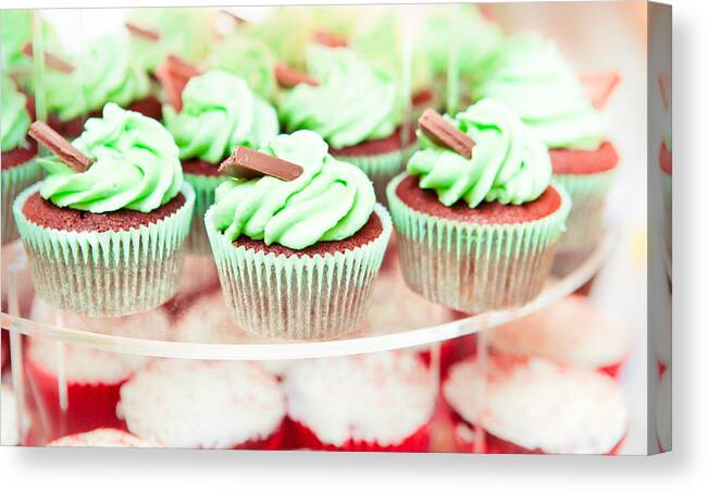 Bake Canvas Print featuring the photograph Cup cakes #1 by Tom Gowanlock