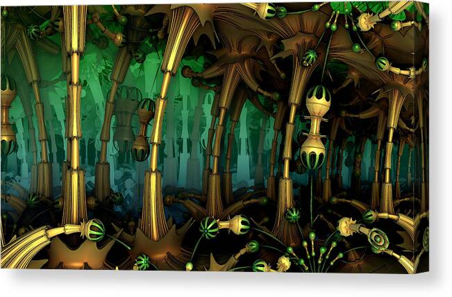 Mandelbulb Canvas Print featuring the digital art Enchanted Fantasy Forest by Hal Tenny