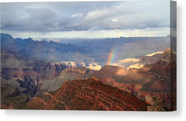 Grand Canyon Canvas Print featuring the photograph Grand Canyon Rainbow by Pierre Leclerc Photography