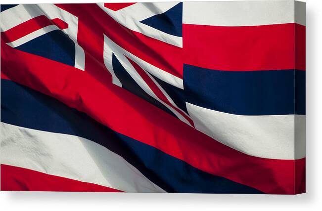 Blue Canvas Print featuring the photograph Hawaiian State Flag by Joe Carini - Printscapes