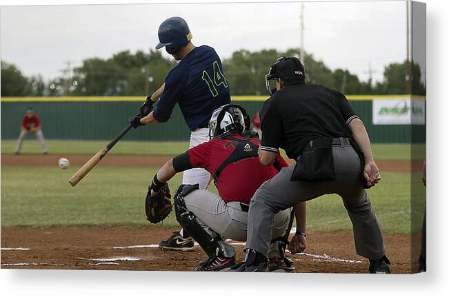 Baseball Canvas Print featuring the photograph It's a Hit by Bob Bailey
