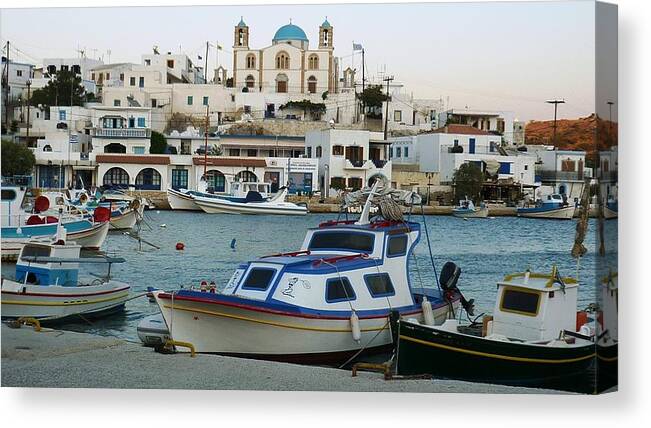 Lipsi Canvas Print featuring the photograph Lipsi Harbour by Therese Alcorn