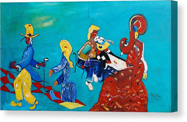 Red Woman Canvas Print featuring the painting Orchestra by Milan Nikolcin