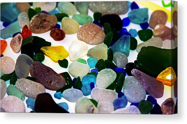 Sea Glass Canvas Print featuring the photograph Pacific Jewels Sea Glass by Marie Jamieson