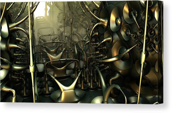 Mandelbulb Canvas Print featuring the digital art Steam Punk Roller Coaster by Hal Tenny