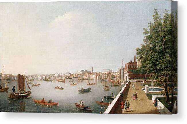 View Canvas Print featuring the painting View of the River Thames from the Adelphi Terrace by William James