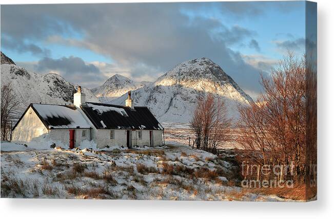 Blackrock Cottage Canvas Print featuring the photograph Blackrock Cottage in Winter #1 by Maria Gaellman