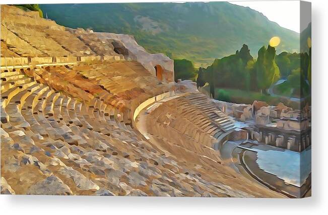 Ephesus Theatre Canvas Print featuring the photograph Ephesus Theater #1 by Lisa Dunn