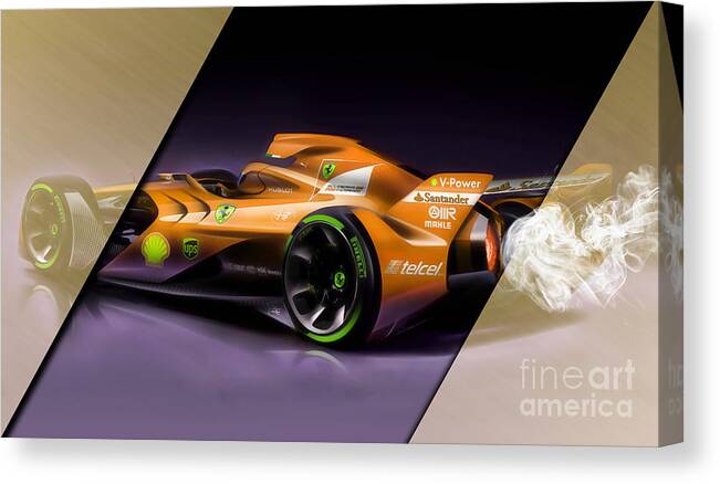 Fast Car Canvas Print featuring the mixed media Ferrari F1 Collection #5 by Marvin Blaine