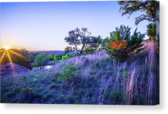 Park Canvas Print featuring the photograph Landscapes Around Willow City Loop Texas At Sunset #1 by Alex Grichenko
