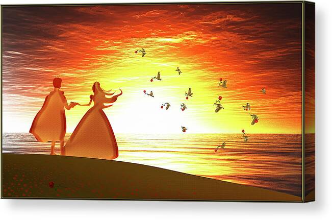 Symbolic Digital Art Canvas Print featuring the digital art Message of love #1 by Harald Dastis