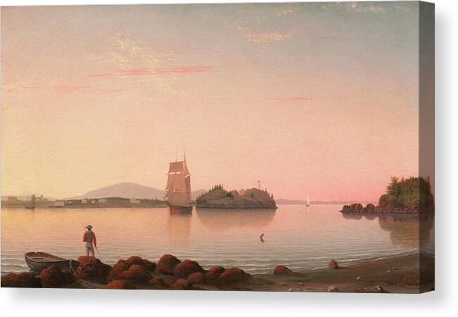 Bay Canvas Print featuring the painting Owl's Head, Penobscot Bay, Maine #1 by Fitz Henry Lane
