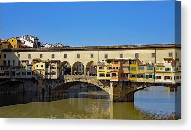 Florence Canvas Print featuring the photograph Ponte Vecchio Bridge In Florence Italy #1 by Rick Rosenshein
