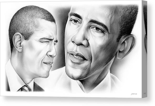 President Canvas Print featuring the drawing President Barack Obama #1 by Greg Joens