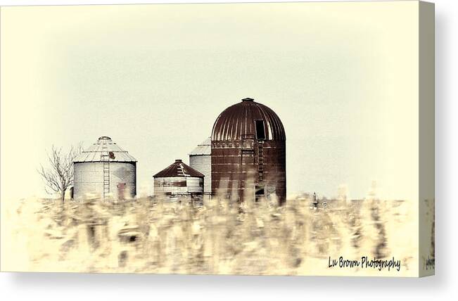 Photography; Photograph; Photo; Picture; Country; Black And White; Silo; Rural; Landscape; Art Canvas Print featuring the photograph Silo's #1 by Lu Brown