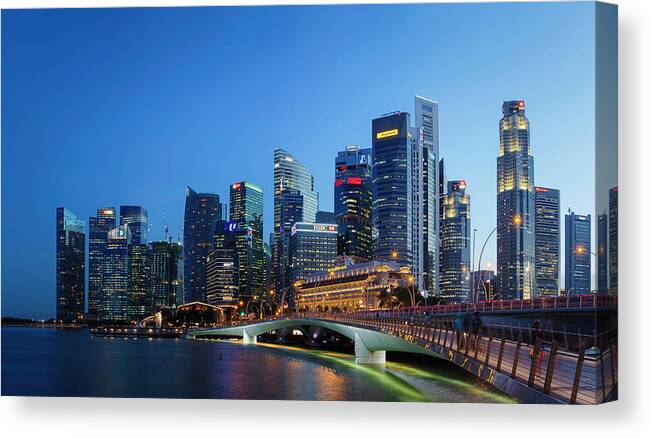Panorama Canvas Print featuring the photograph Singapore Skyline Panorama by Rick Deacon