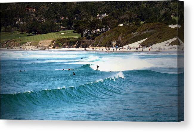 Surfing Canvas Print featuring the photograph Surfing Carmel Beach #1 by Joyce Dickens