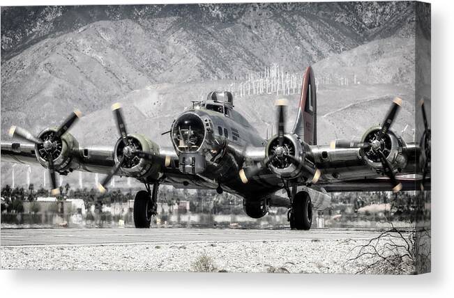 B-17 Bomber Canvas Print featuring the photograph B-17 Bomber Madras Maiden by Sandra Selle Rodriguez