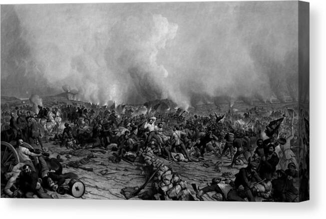 Gettysburg Canvas Print featuring the drawing The Battle of Gettysburg #5 by War Is Hell Store