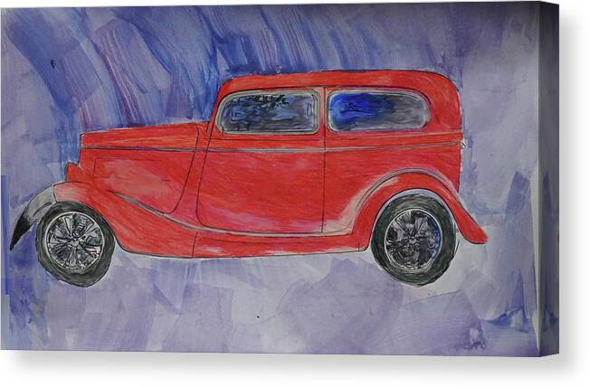 Car Drawing Canvas Print featuring the painting This old car by Cathy Anderson