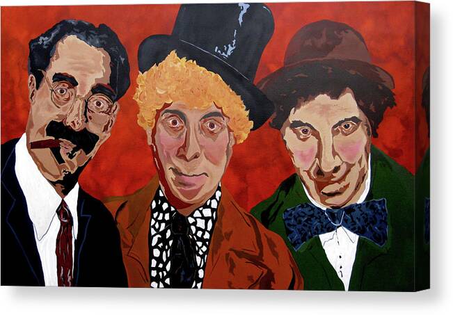 Marx Brothers Canvas Print featuring the painting Three's Comedy by Bill Manson