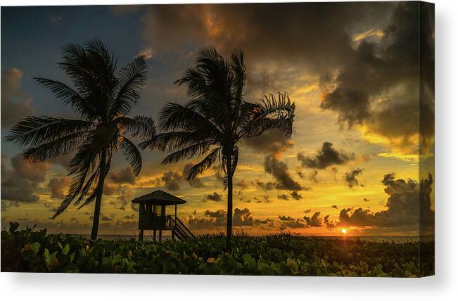 Florida Canvas Print featuring the photograph Two Palm Sunrise Delray Beach Florida #1 by Lawrence S Richardson Jr