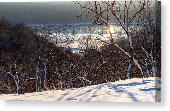 Winter Canvas Print featuring the photograph Wintertime Sun Snow and Trees by John Williams