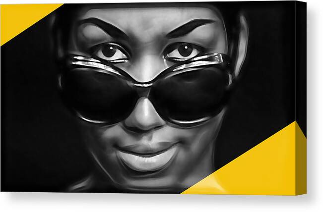 Aretha Franklin Canvas Print featuring the mixed media Aretha Franklin Collection #15 by Marvin Blaine