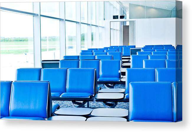 Airport Canvas Print featuring the photograph Airport waiting lounge #2 by Tom Gowanlock