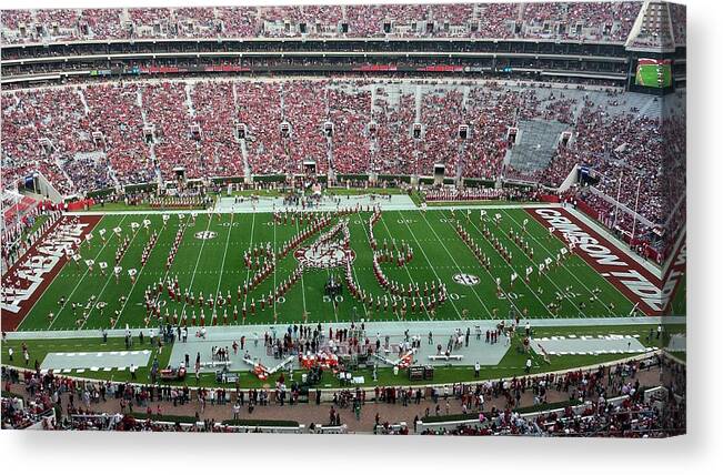 Gameday Canvas Print featuring the photograph Bama A Panorama by Kenny Glover