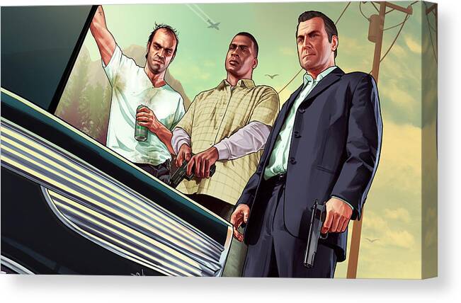 Grand Theft Auto V Canvas Print featuring the digital art Grand Theft Auto V #2 by Maye Loeser