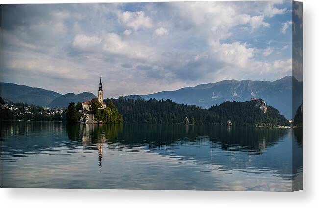 Lake Bled Canvas Print featuring the photograph Lake Bled #4 by Lev Kaytsner