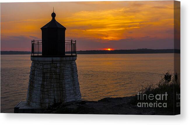 #lighthouse Canvas Print featuring the photograph Sunset from Castle Hill Lighthouse. #2 by New England Photography