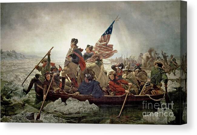 American War Of Independence Canvas Print featuring the painting Washington Crossing the Delaware River by Emanuel Gottlieb Leutze