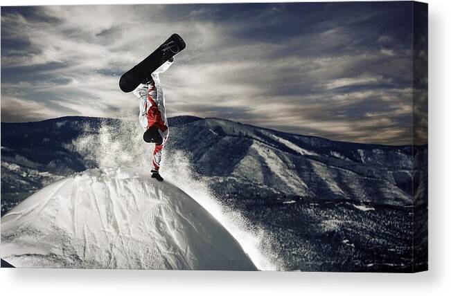 Snowboarding Canvas Print featuring the photograph Snowboarding #3 by Jackie Russo