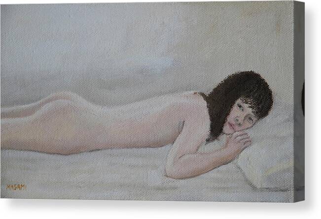 Nude Canvas Print featuring the painting Morning #5 by Masami Iida