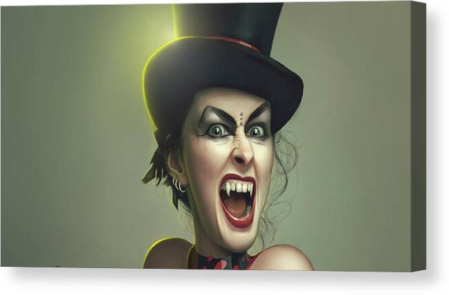 Vampire Canvas Print featuring the digital art Vampire #5 by Super Lovely