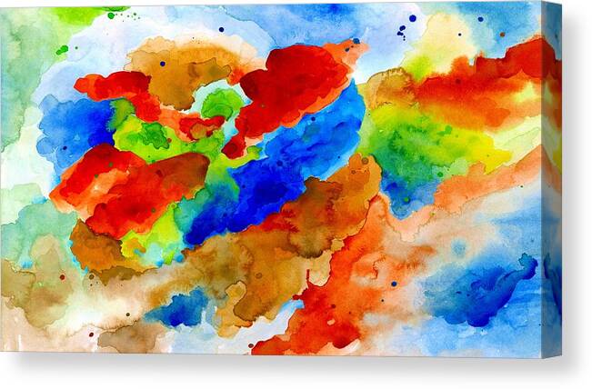 Abstract Canvas Print featuring the painting Abstract 15 - Colorful Art by L.Dumas by Lucie Dumas