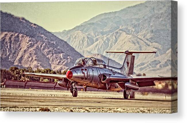 Palm Springs Air Museum Canvas Print featuring the digital art Aero L-29 Delfin by Sandra Selle Rodriguez