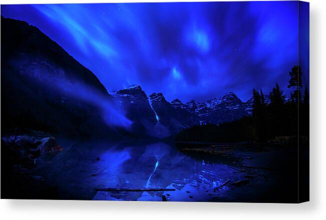 Moraine Lake Canvas Print featuring the photograph After Midnight by John Poon