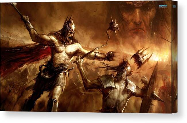 Age Of Conan Canvas Print featuring the digital art Age Of Conan by Maye Loeser