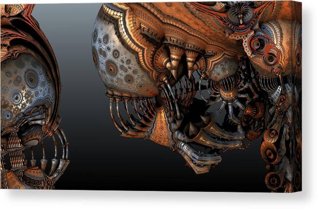 Mandelbulb Canvas Print featuring the digital art Alien In Your Face by Hal Tenny