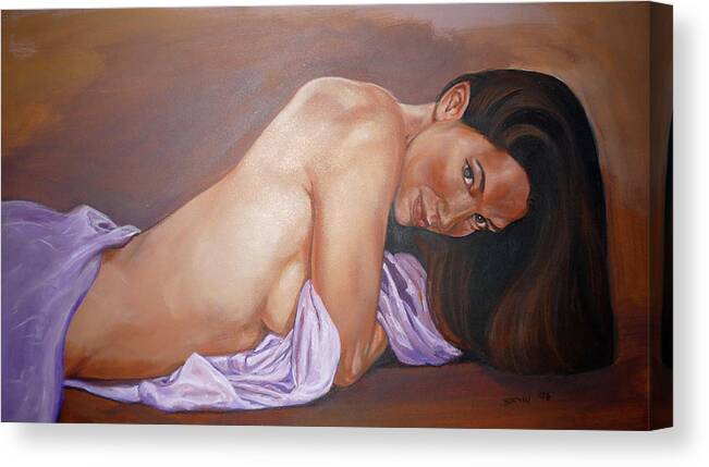 Reclining Nude Canvas Print featuring the painting Allison by Bryan Bustard