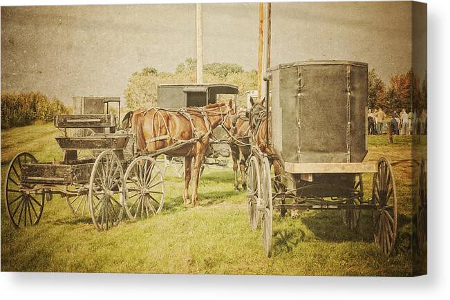 Amish Canvas Print featuring the photograph Amish wagons by Al Mueller