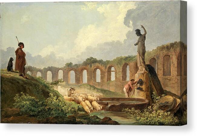 Hubert Robert Canvas Print featuring the painting Aqueduct in Ruins by Hubert Robert