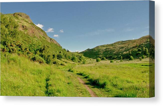 Edinburgh Canvas Print featuring the photograph At the base of the ancient volcano. by Elena Perelman