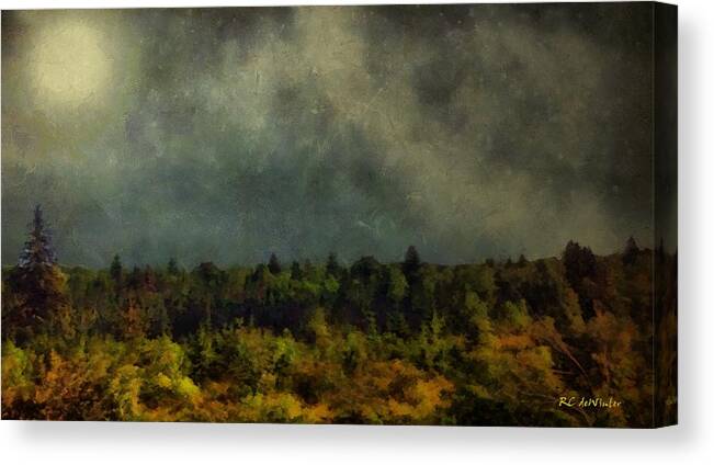 Landscape Canvas Print featuring the painting Autumn Night in the Pines by RC DeWinter
