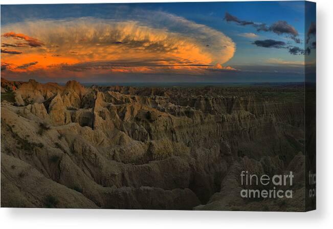 Badlands Canvas Print featuring the photograph Badlands National Park Sunset by Adam Jewell