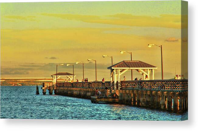Ballast Point Pier In South Tampa Canvas Print featuring the photograph Ballast Point Pier in Tampa Florida by Ola Allen